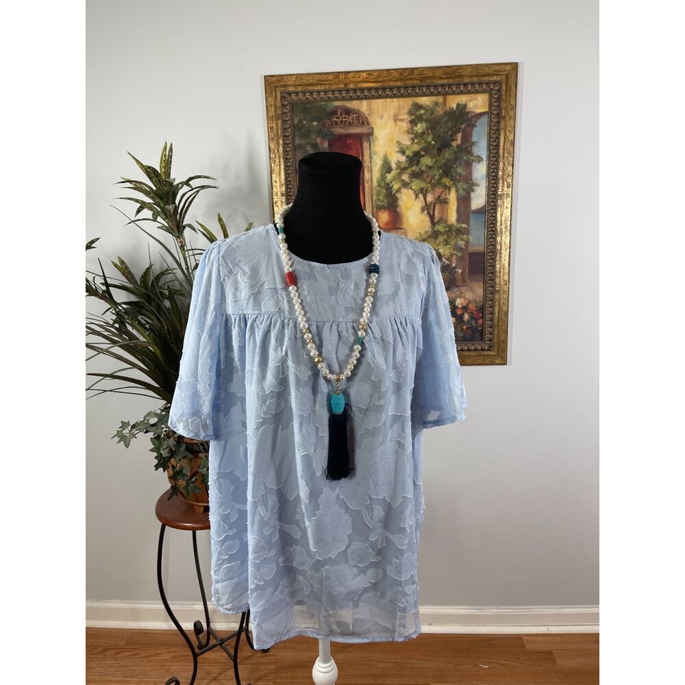 Kirundo Blouse Top Women's Medium‎ Blue Floral Cottagecore Coquette Romantic